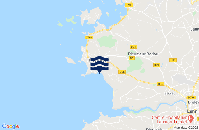 Mappa delle Getijden in Beg Leguer, France