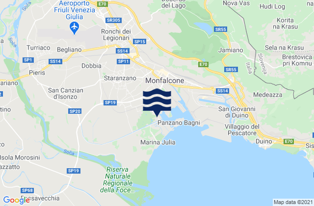 Mappa delle Getijden in Begliano, Italy