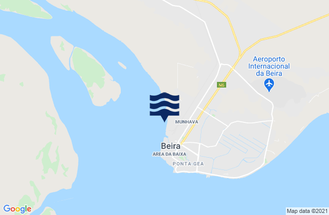 Mappa delle Getijden in Beira Pungoe River, Mozambique