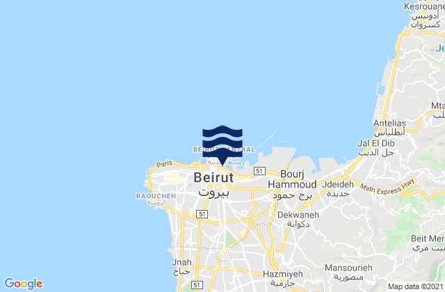 Mappa delle Getijden in Beirut, Lebanon