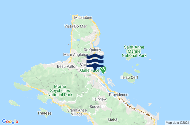 Mappa delle Getijden in Bel Air, Seychelles