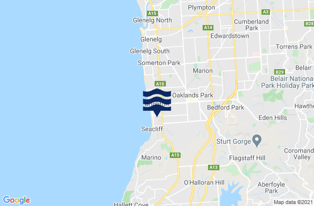Mappa delle Getijden in Belair, Australia