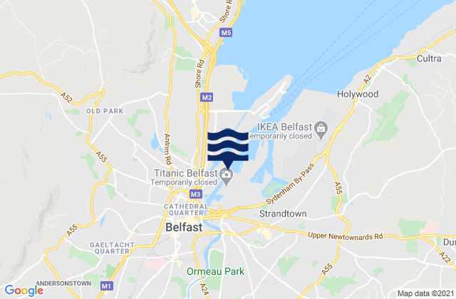 Mappa delle Getijden in Belfast, United Kingdom