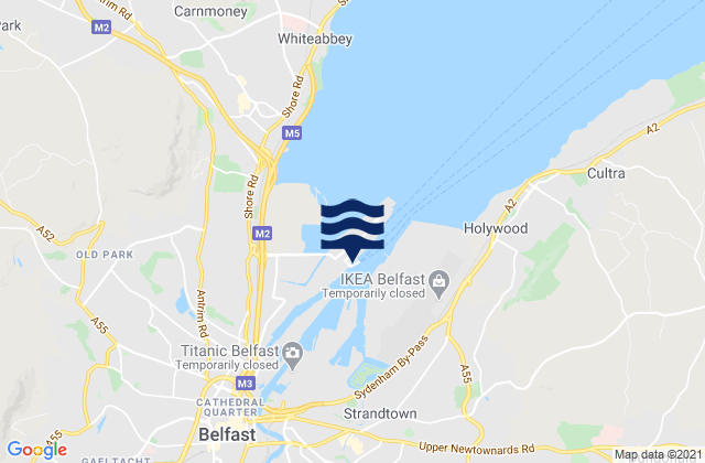 Mappa delle Getijden in Belfast Port, United Kingdom