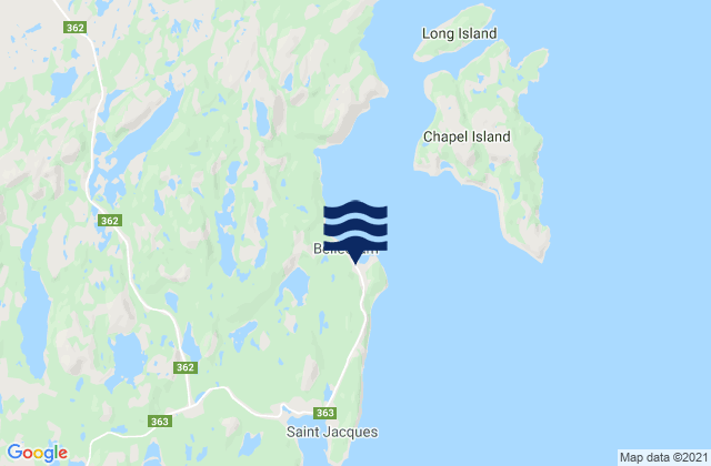 Mappa delle Getijden in Belleoram Harbour, Canada