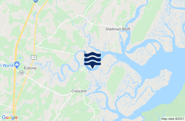 Mappa delle Getijden in Bellville Point (Sapelo River), United States