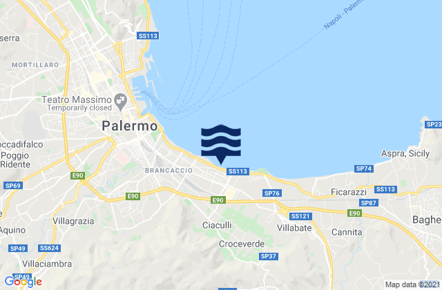 Mappa delle Getijden in Belmonte Mezzagno, Italy