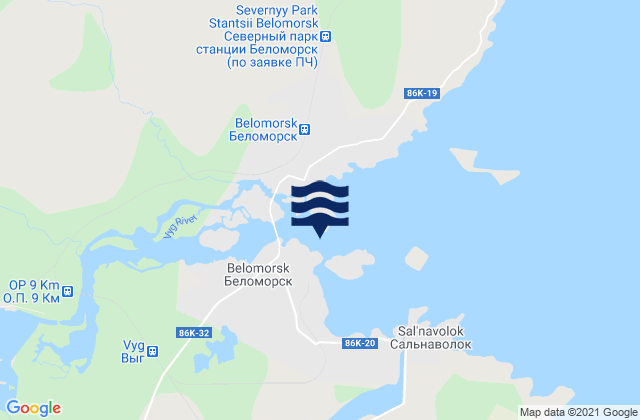 Mappa delle Getijden in Belomorsk, Russia