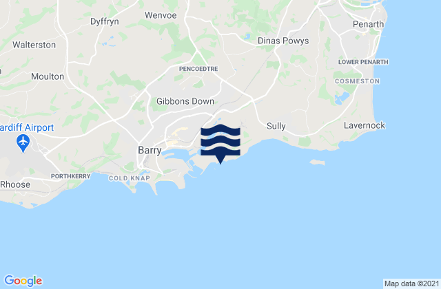 Mappa delle Getijden in Bendricks Beach, United Kingdom