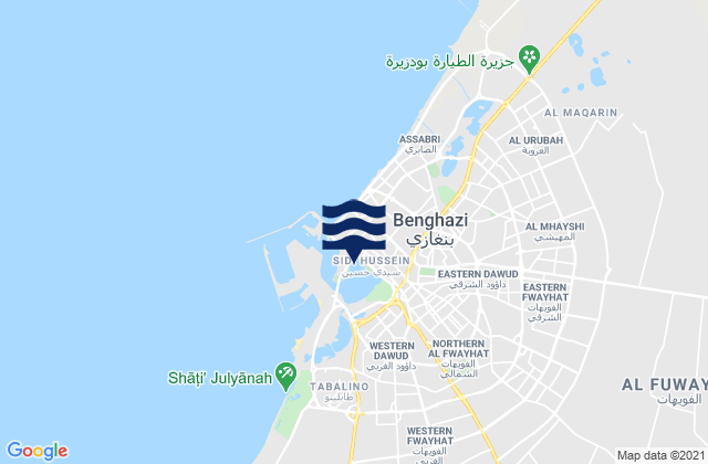 Mappa delle Getijden in Benghazi, Libya