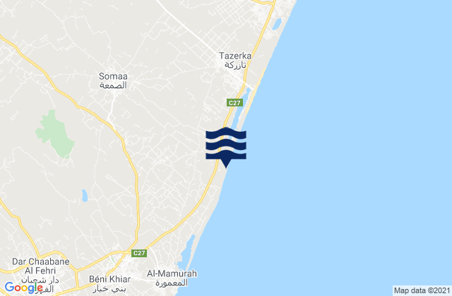 Mappa delle Getijden in Beni Khiar, Tunisia