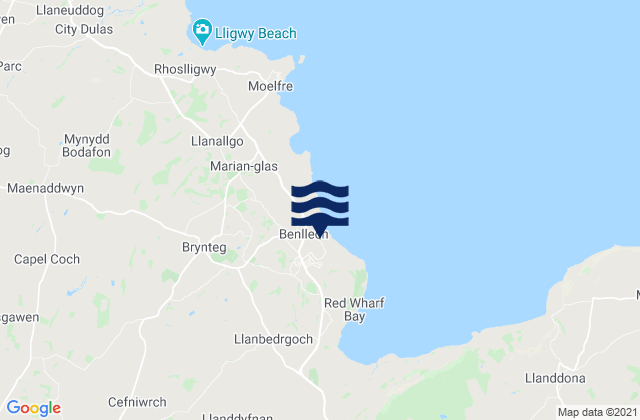 Mappa delle Getijden in Benllech Bay, United Kingdom