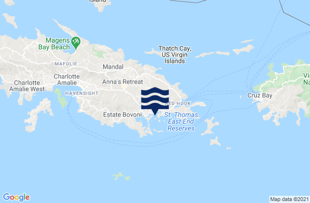 Mappa delle Getijden in Benner Bay, Saint Thomas, U.S. Virgin Islands