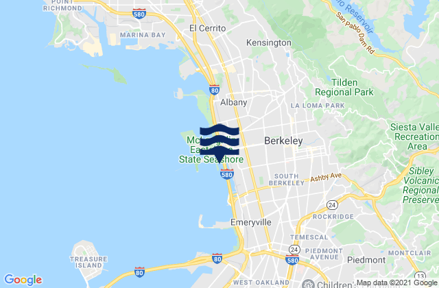 Mappa delle Getijden in Berkeley, United States