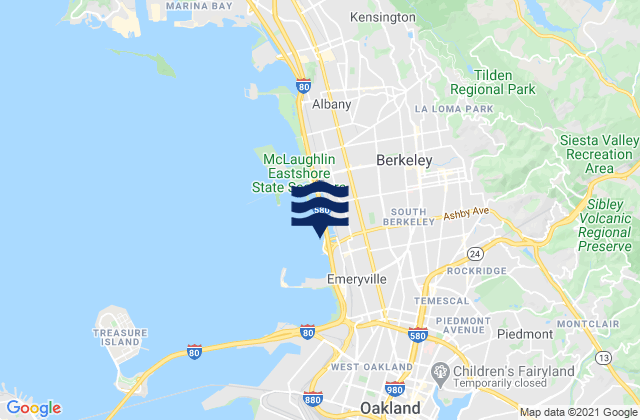 Mappa delle Getijden in Berkeley Yacht Harbor .9 mi S, United States