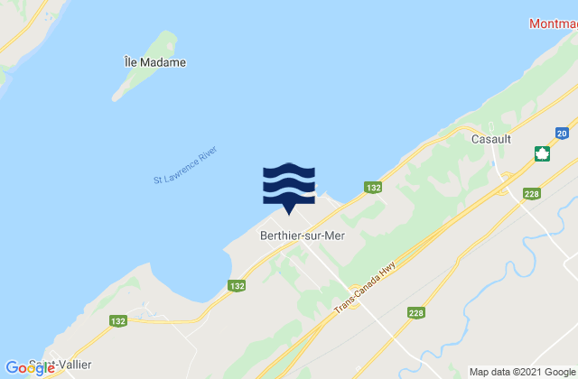 Mappa delle Getijden in Berthier-sur-Mer, Canada