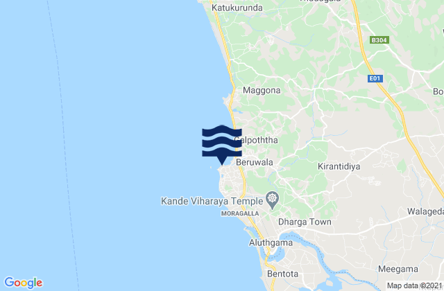 Mappa delle Getijden in Beruwala Point, Sri Lanka