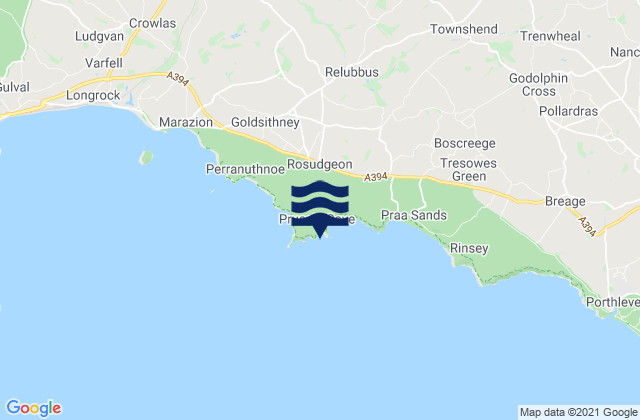 Mappa delle Getijden in Bessys Cove (Prussia Cove) Beach, United Kingdom