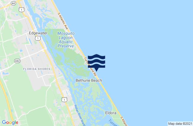 Mappa delle Getijden in Bethune Beach, United States