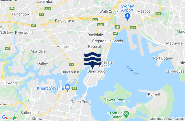 Mappa delle Getijden in Beverley Park, Australia