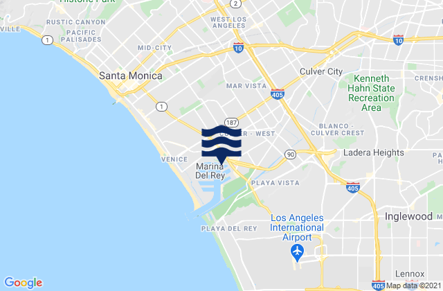 Mappa delle Getijden in Beverly Hills, United States