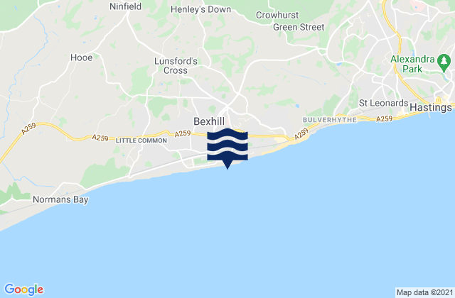 Mappa delle Getijden in Bexhill-on-Sea, United Kingdom