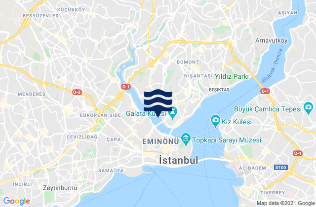 Mappa delle Getijden in Beyoğlu, Turkey