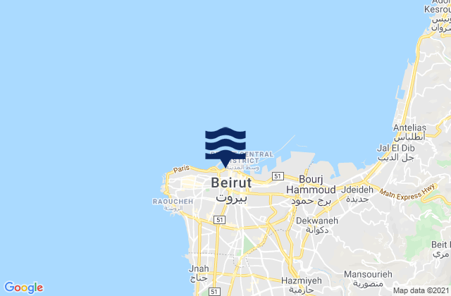 Mappa delle Getijden in Beyrouth, Lebanon