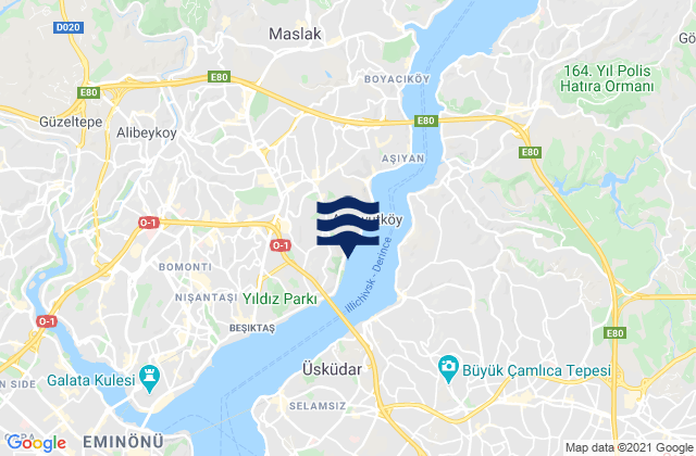 Mappa delle Getijden in Beşiktaş, Turkey