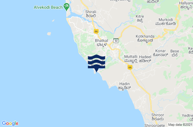 Mappa delle Getijden in Bhatkal, India