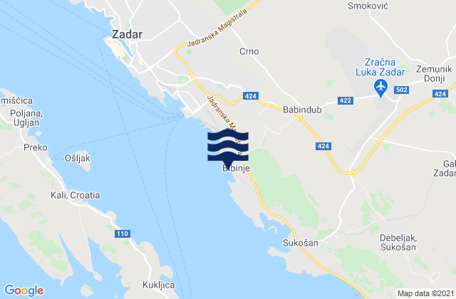 Mappa delle Getijden in Bibinje, Croatia