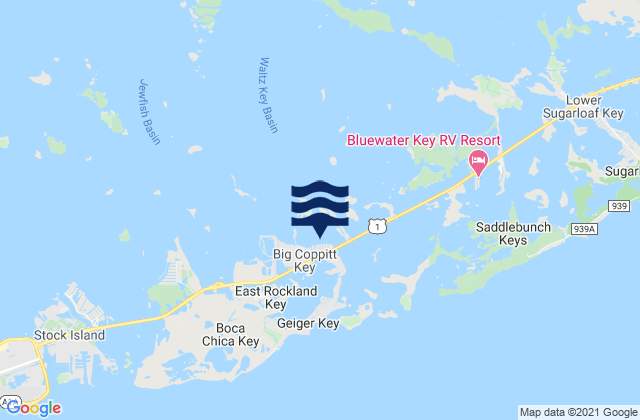 Mappa delle Getijden in Big Coppitt Key (Northeast Side Waltz Key Basin), United States