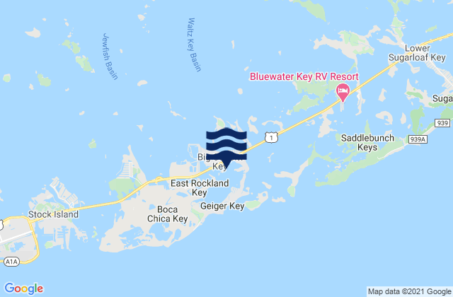 Mappa delle Getijden in Big Coppitt Key, United States