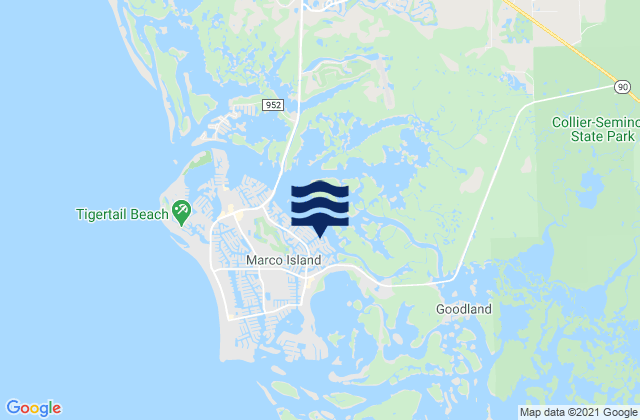 Mappa delle Getijden in Big Marco Island, United States