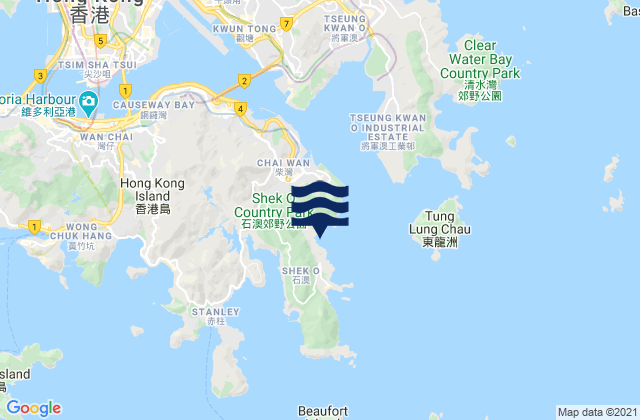 Mappa delle Getijden in Big Wave Bay, Hong Kong