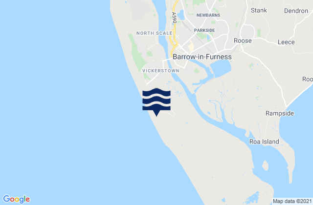 Mappa delle Getijden in Biggar Bank Beach, United Kingdom