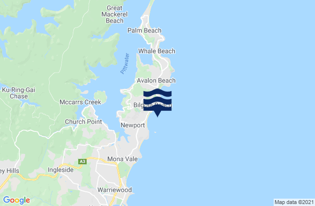 Mappa delle Getijden in Bilgola Beach, Australia