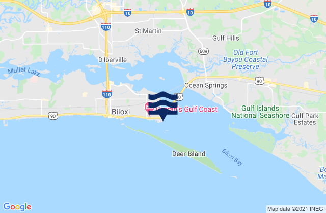 Mappa delle Getijden in Biloxi (Cadet Point) Biloxi Bay, United States
