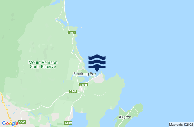 Mappa delle Getijden in Binalong Bay, Australia