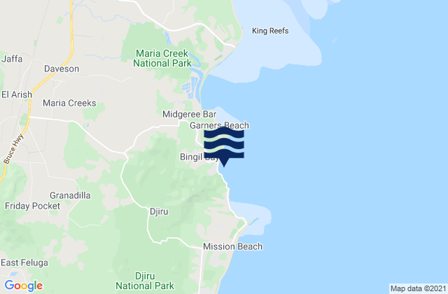 Mappa delle Getijden in Bingil Bay, Australia