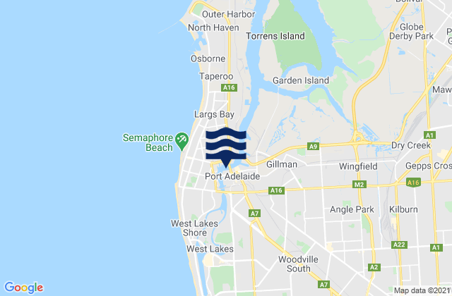 Mappa delle Getijden in Birkenhead, Australia