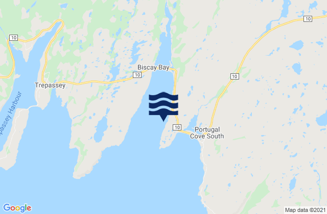 Mappa delle Getijden in Biscay Bay, Canada