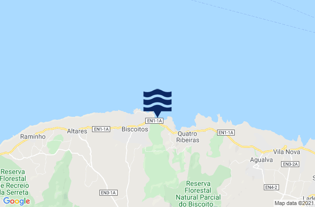 Mappa delle Getijden in Biscoitos, Portugal