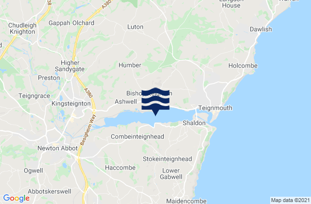 Mappa delle Getijden in Bishopsteignton, United Kingdom