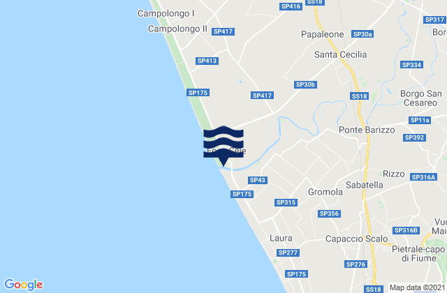 Mappa delle Getijden in Bivio Santa Cecilia, Italy