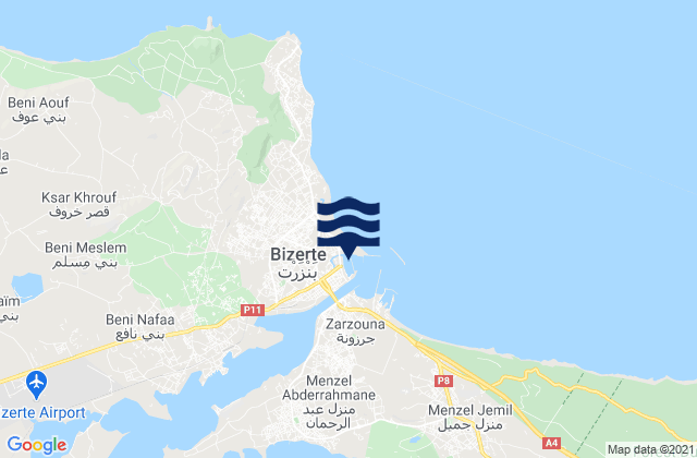 Mappa delle Getijden in Bizerte, Tunisia