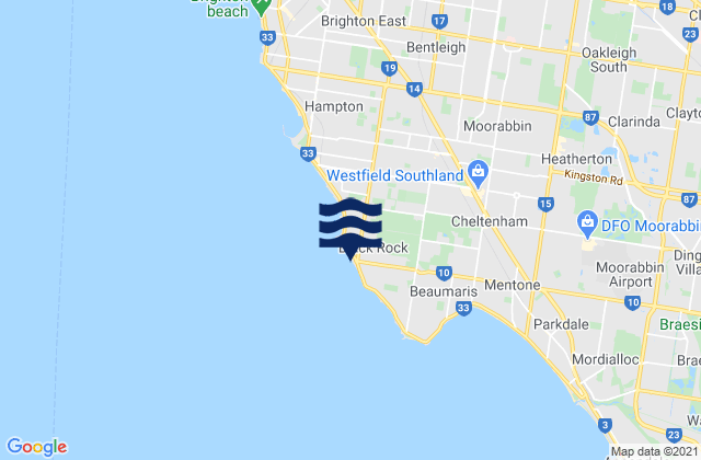Mappa delle Getijden in Black Rock, Australia