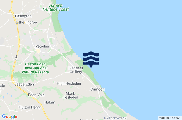 Mappa delle Getijden in Blackhall Rocks Beach, United Kingdom