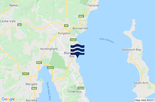 Mappa delle Getijden in Blackmans Bay Beach, Australia