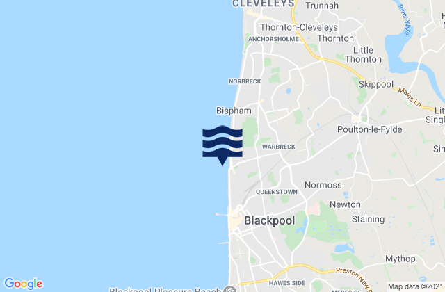 Mappa delle Getijden in Blackpool, United Kingdom